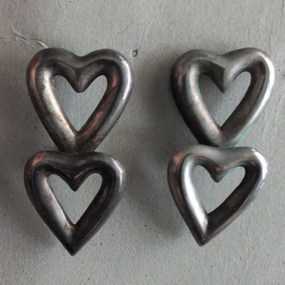 Silver Sterling Double Heart Earrings